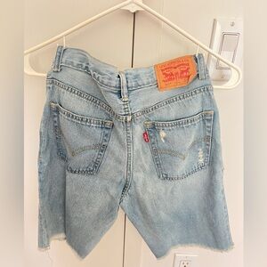 Levi's Blue Jean Shorts with Raw Hem and Vintage Look